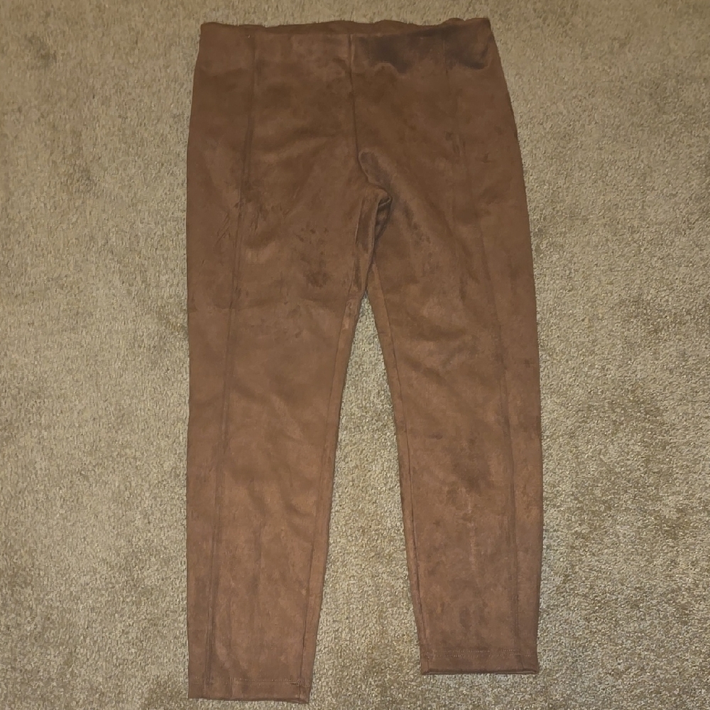 Philosophy Light Brown Cropped Suede-Like Pants